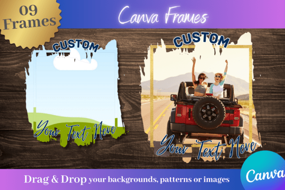 9pc Brush Strokes Canva Frames Bundle: Creative Frames