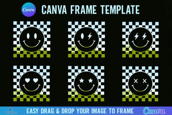Checkered Smiley Canva Frame Template: A Playful Design Asset