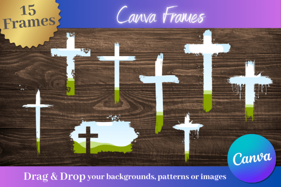Elevate Designs with 15 Distressed Cross Canva Frames