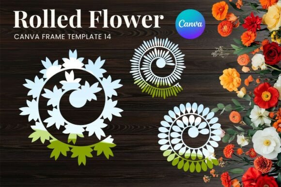 Rolled Paper Flower Canva Frame_14: Your Digital Design Shortcut