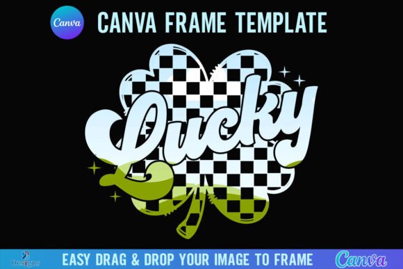 St Patricks Lucky Canva Checkered Clover