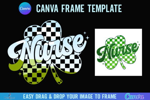St Patricks Nurse Canva Checkered Clover Design Guide